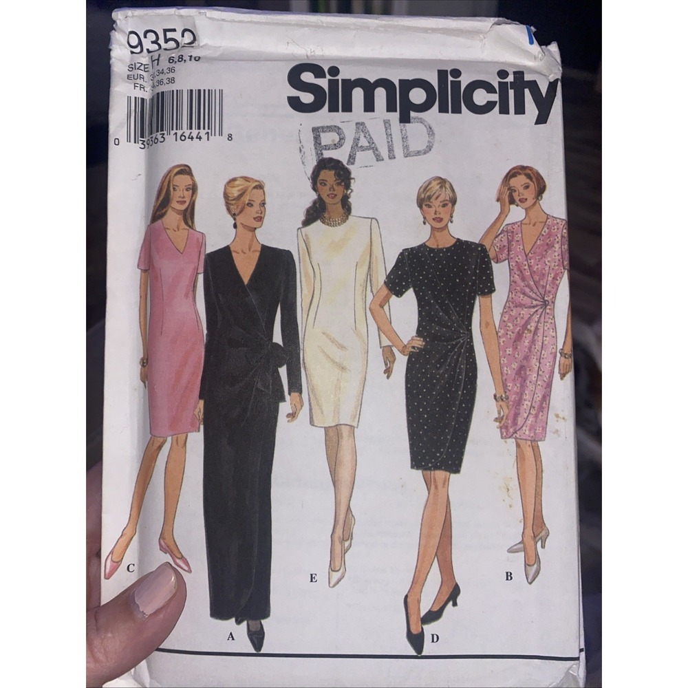 Simplicity 9352 Misses Dress Wrap Look Pattern 6-10 Uncut